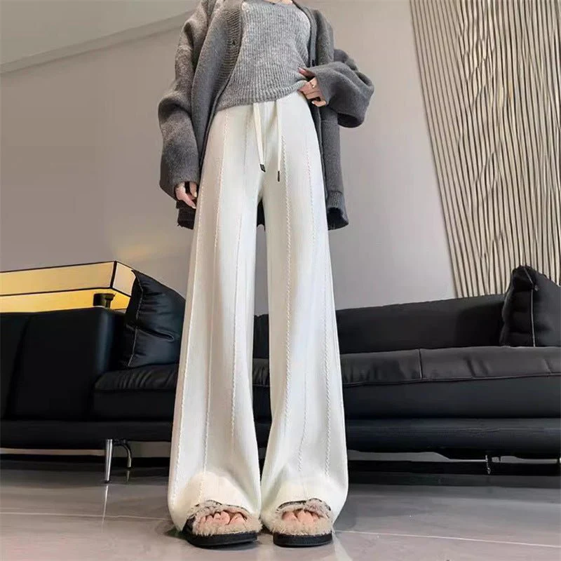 Korean Leisure Knit Pants – High-Waist Straight-Leg Trousers for Everyday Wear - Image 5