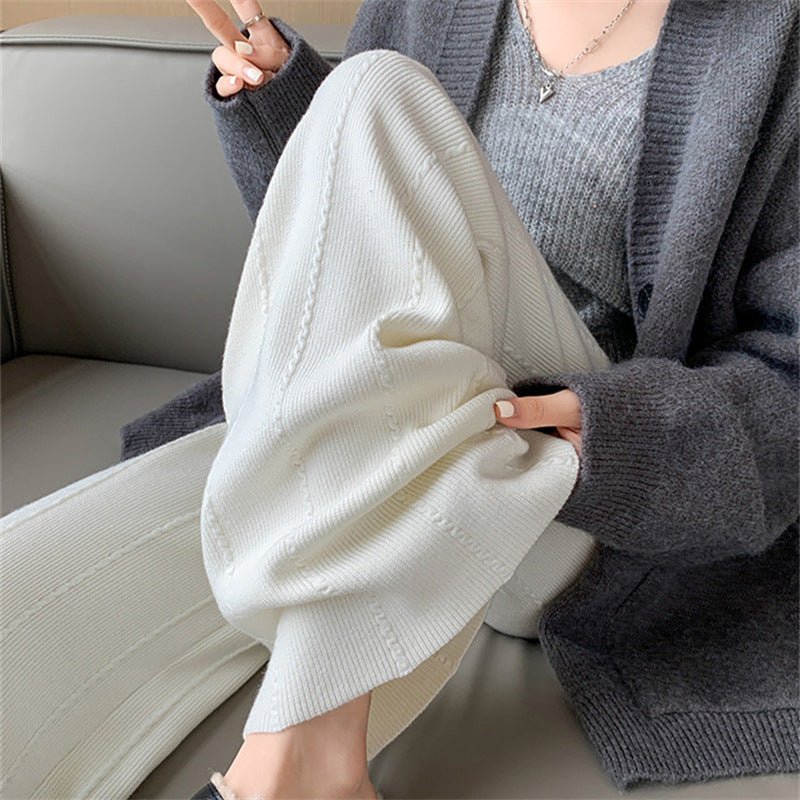 Korean Leisure Knit Pants – High-Waist Straight-Leg Trousers for Everyday Wear - Image 6