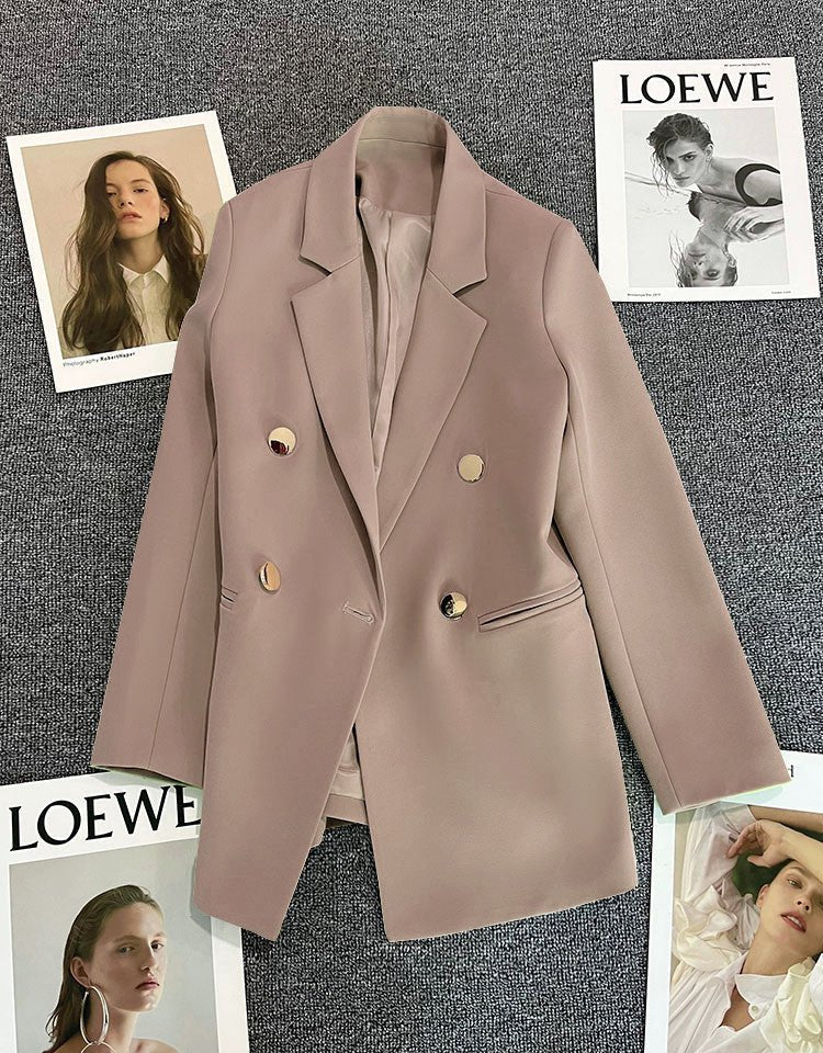 Korean style high-end British style double-breasted suit jacket FD - Image 49
