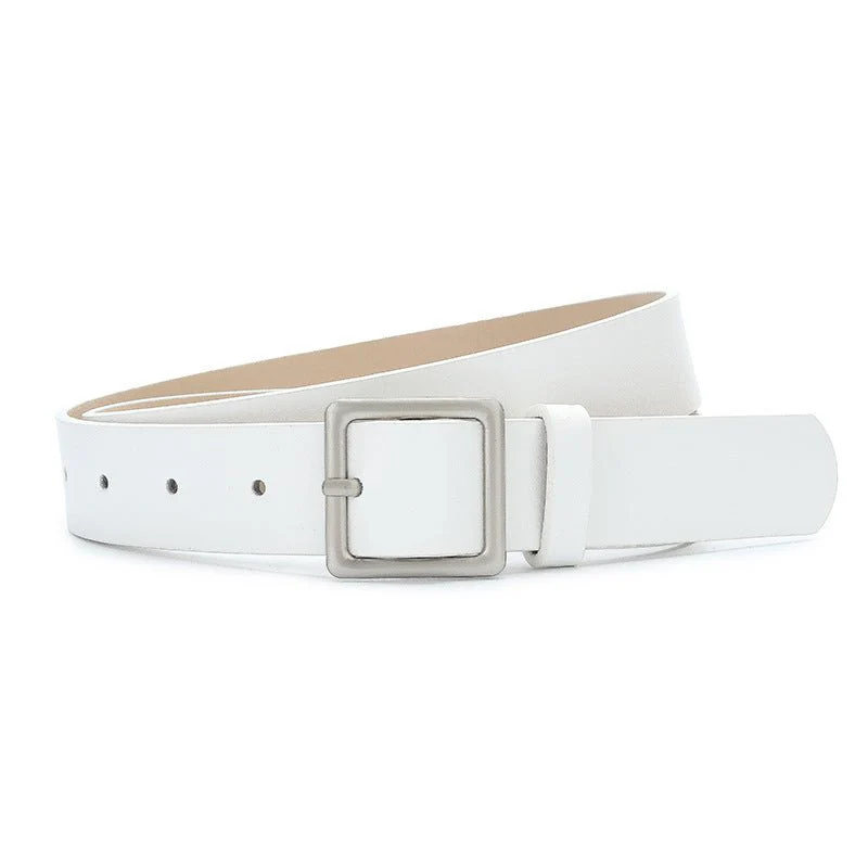Korean style trendy square Japanese buckle belt women simple fashion all-match matte texture pu belt - Image 2