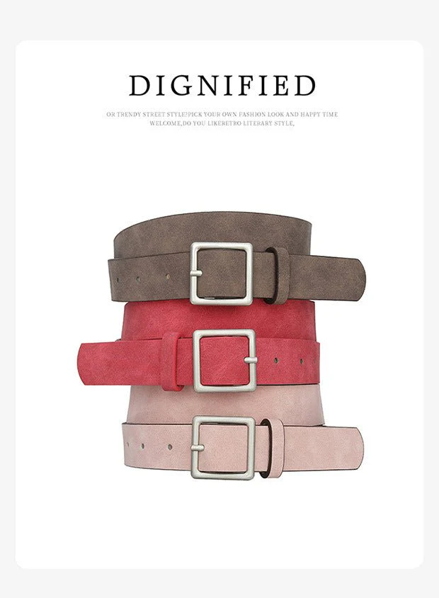 Korean style trendy square Japanese buckle belt women simple fashion all-match matte texture pu belt FD - Image 13
