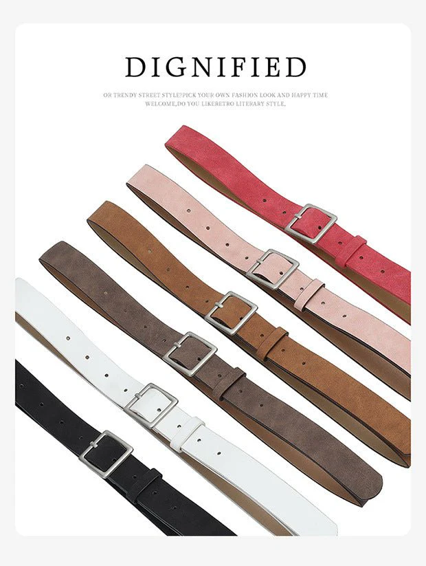 Korean style trendy square Japanese buckle belt women simple fashion all-match matte texture pu belt FD - Image 14
