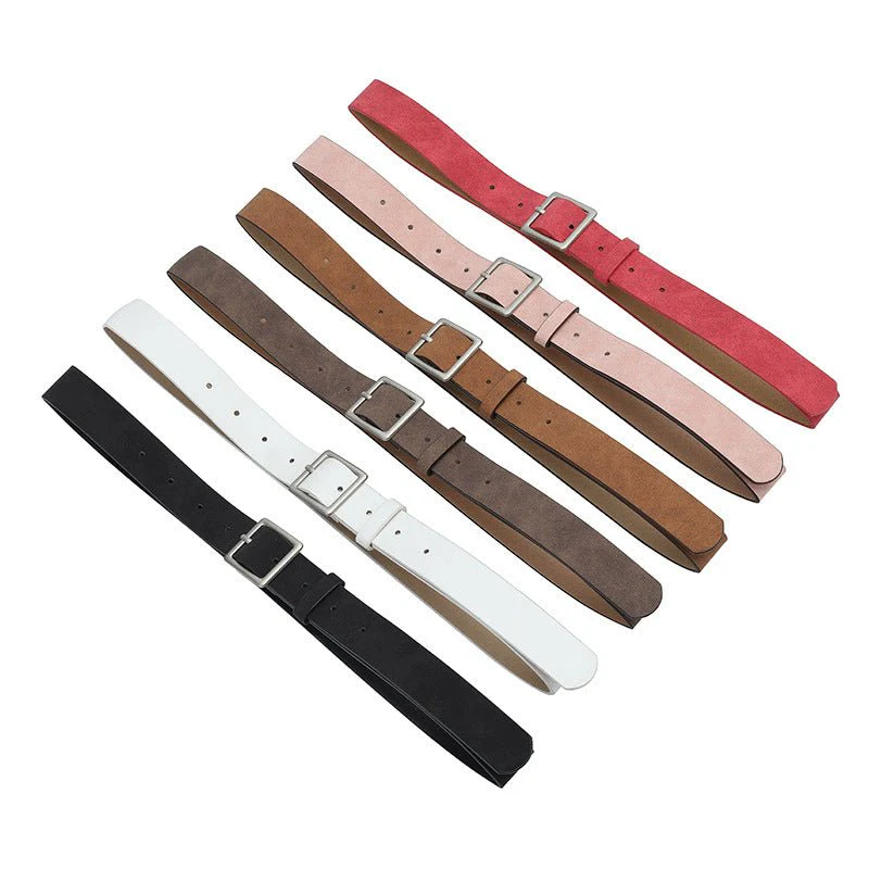 Korean style trendy square Japanese buckle belt women simple fashion all-match matte texture pu belt FD - Image 8