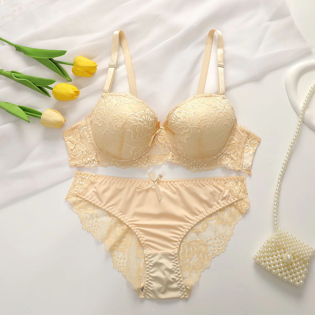 Lace Gather | Adjustable Steel Ring Bra Panty Set - Image 4