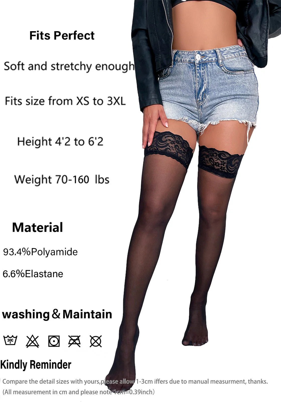 Lace Grip | Silicone Non-Slip High Fishnet Stockings Black - Image 6