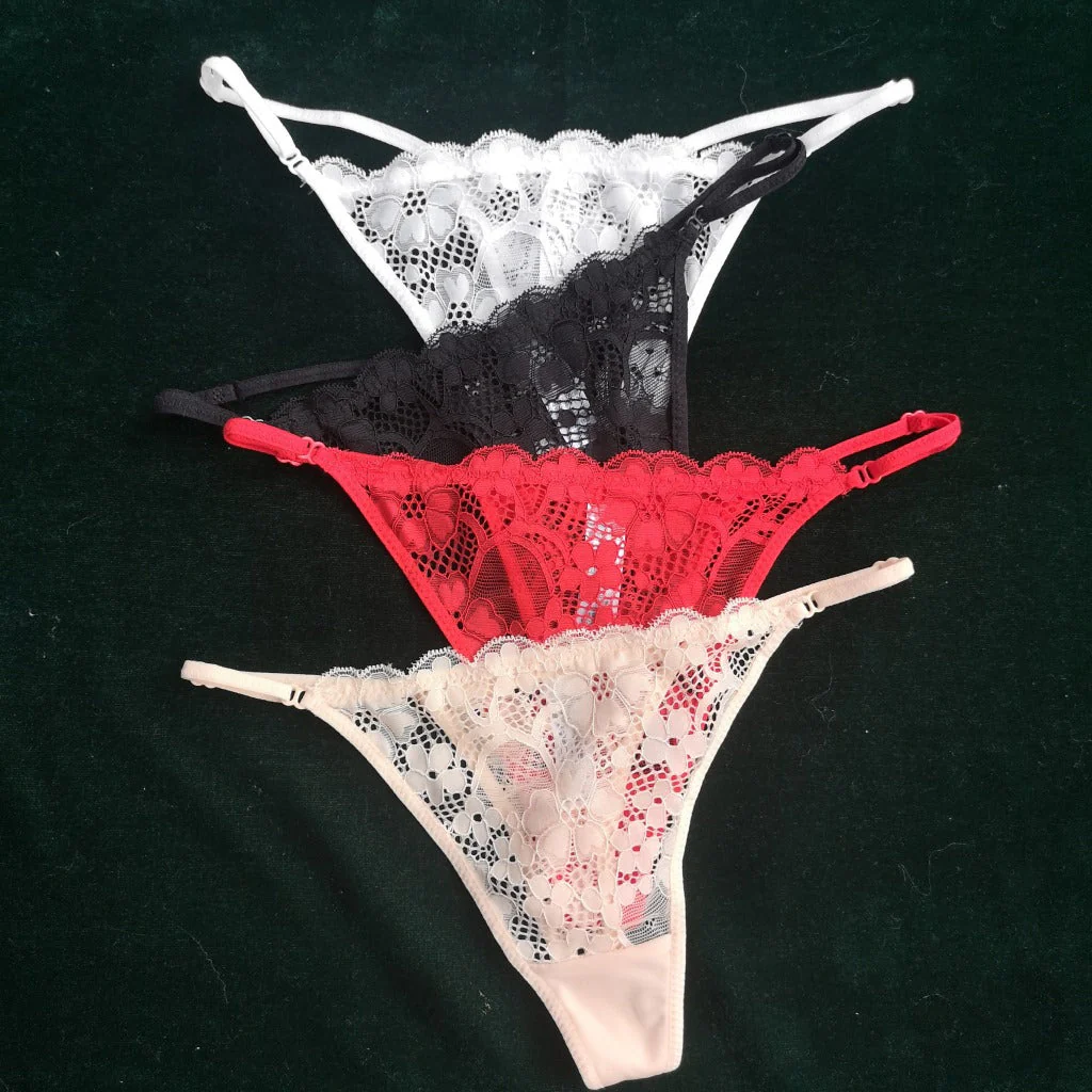 Lace thong women's low waist T pants adjustment buckle panties for women FD