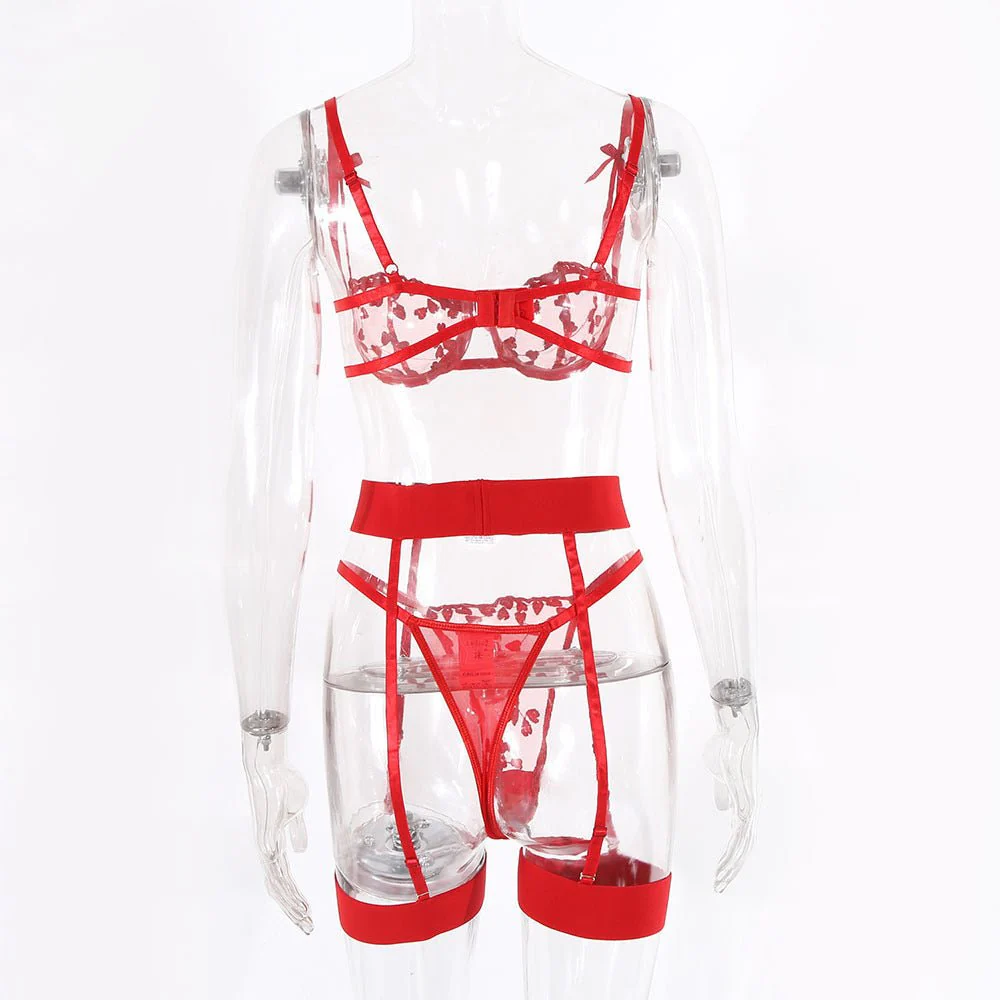 Lace three-point perspective sling multi-piece lingerie suit FD - Image 2