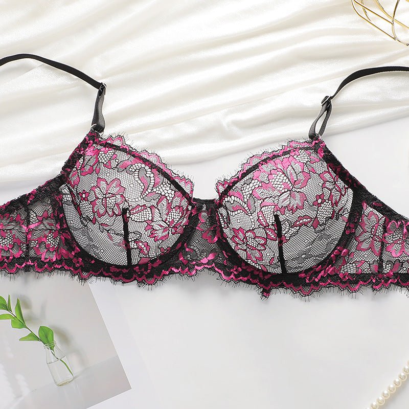 Lace Whisper | Thin Style 3/4 Cup Bra Set Black - Image 11