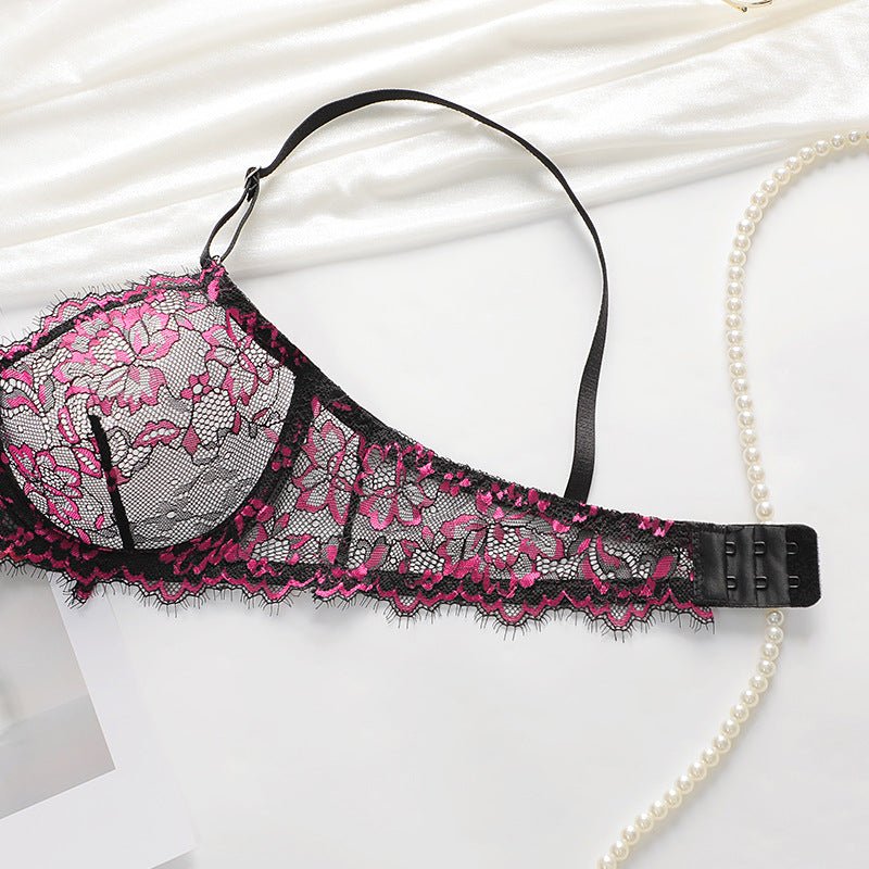 Lace Whisper | Thin Style 3/4 Cup Bra Set Black - Image 12