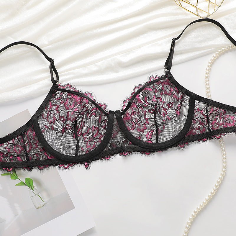 Lace Whisper | Thin Style 3/4 Cup Bra Set Black - Image 13