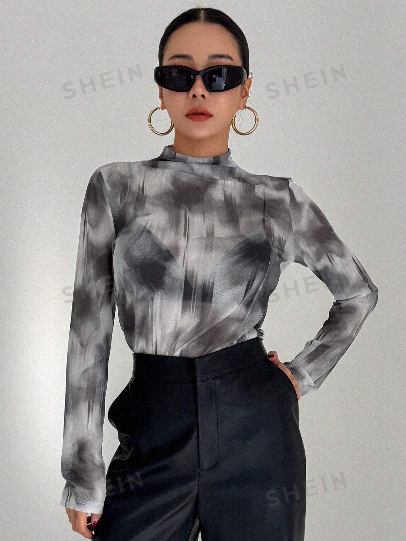 Ladies Stand Collar Tie Dye Top - Image 5
