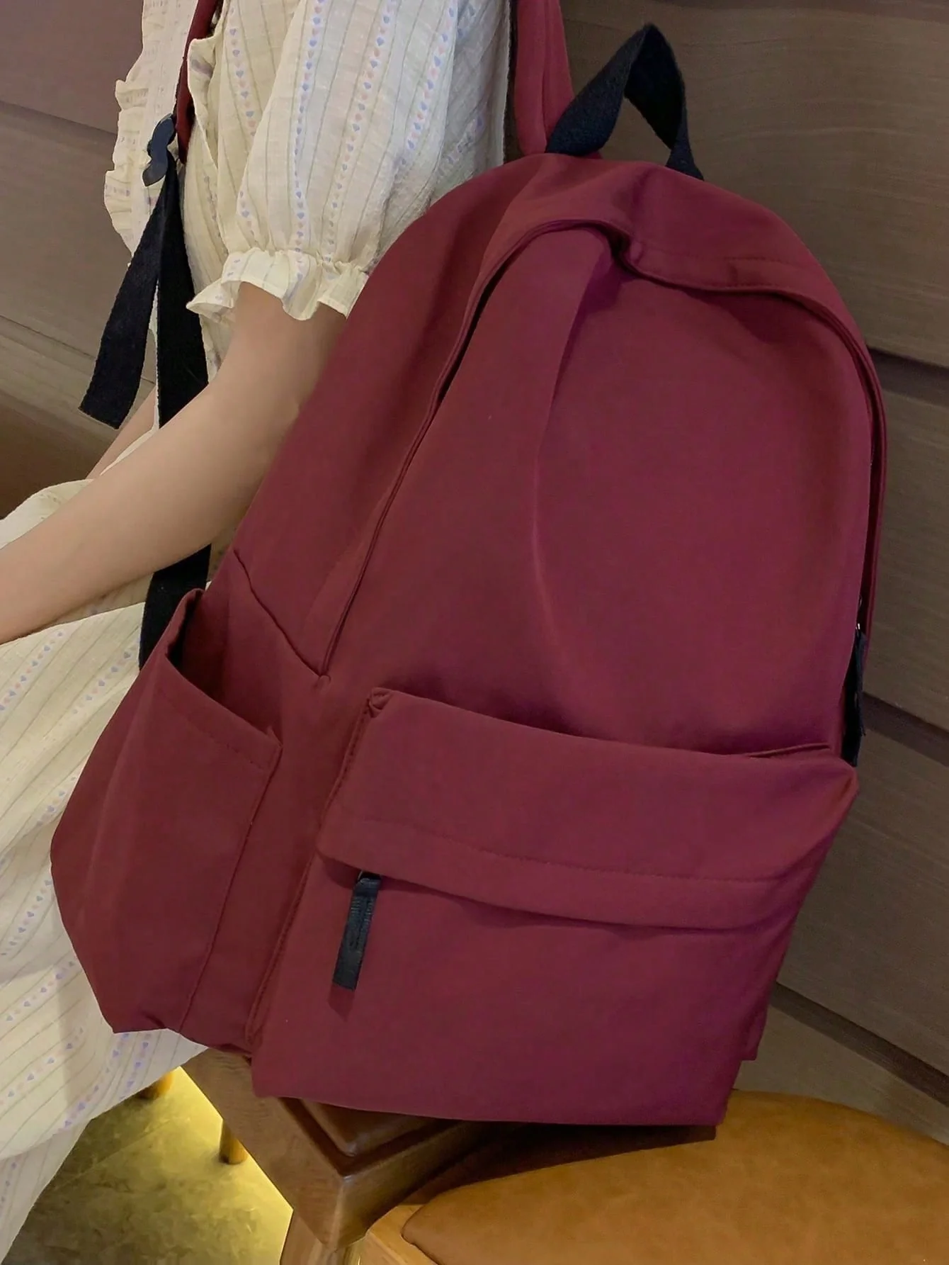 Large Capacity Solid Color Minimalist College Style Viral  Backpack - Image 2