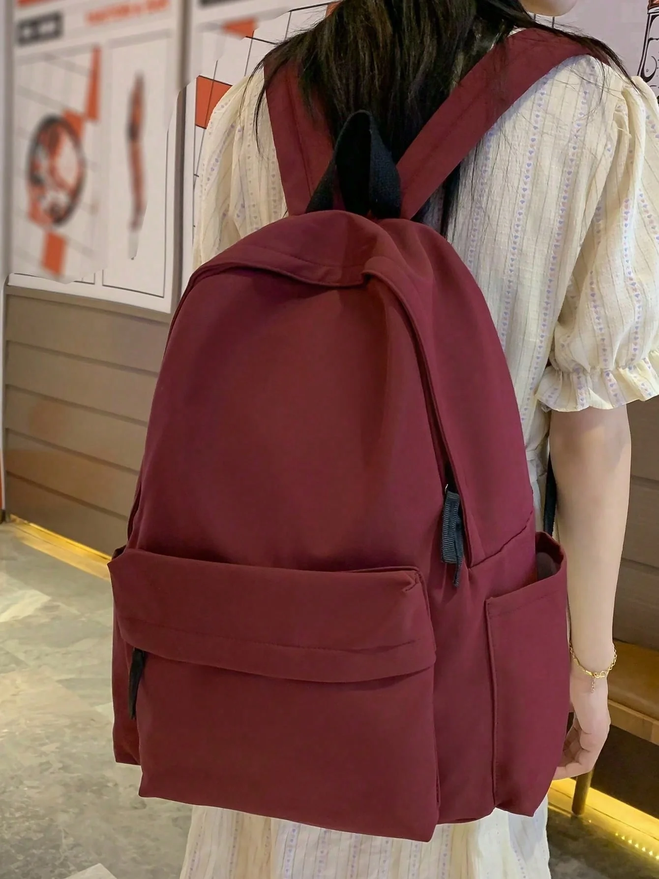 Large Capacity Solid Color Minimalist College Style Viral  Backpack - Image 4