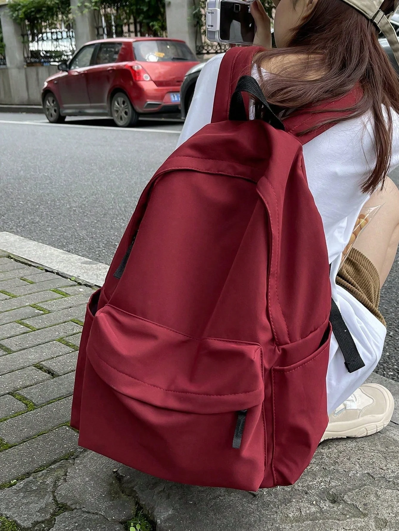 Large Capacity Solid Color Minimalist College Style Viral  Backpack - Image 5