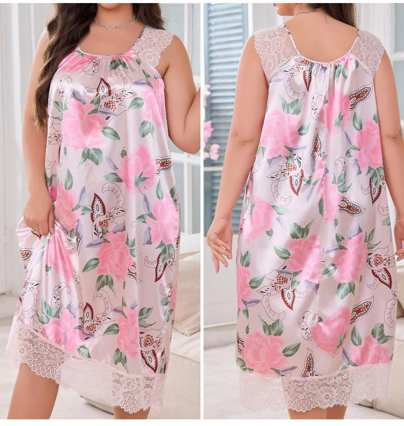 large-size new hot-selling pajamas women's ice silk short-sleeved pajamas loose casual romantic loungewear 22286 FD - Image 6