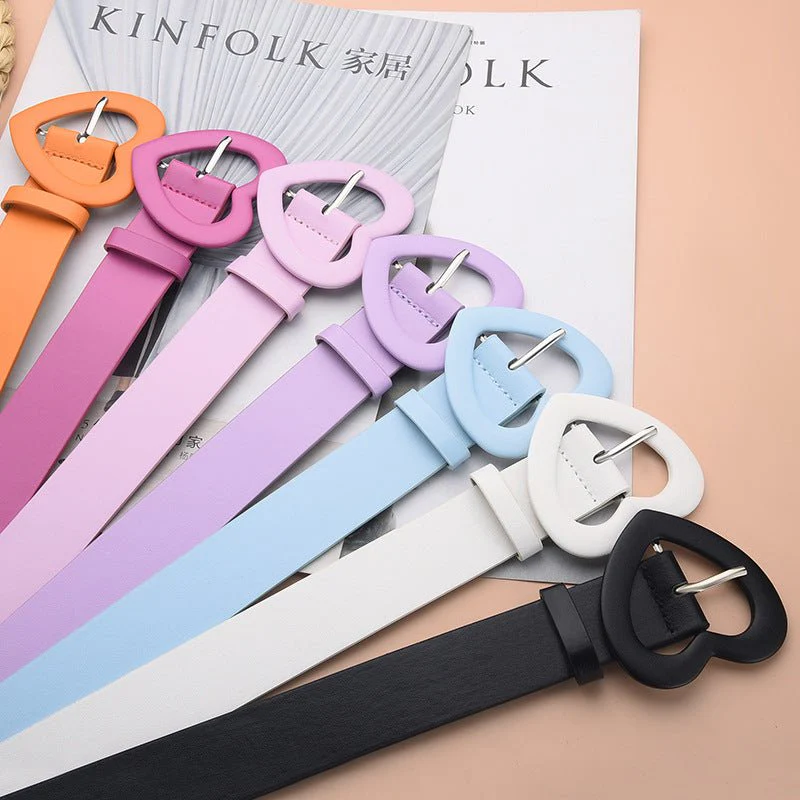 Lengthened love buckle belt for women to decorate dress, new summer style, versatile and fashionable, Korean peach heart ins style belt FD - Image 10