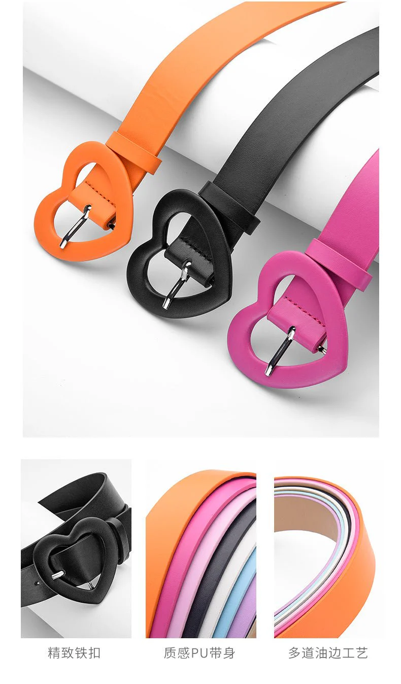 Lengthened love buckle belt for women to decorate dress, new summer style, versatile and fashionable, Korean peach heart ins style belt FD - Image 13