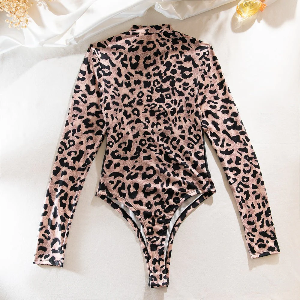 Leopard Glam | Milk Silk High-Waist Long Sleeve Jumpsuit - Image 16