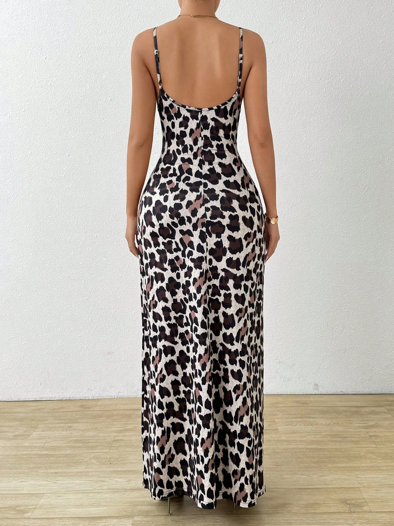 Leopard Print Cami Long Dress Maxi Women Outfit - Image 2