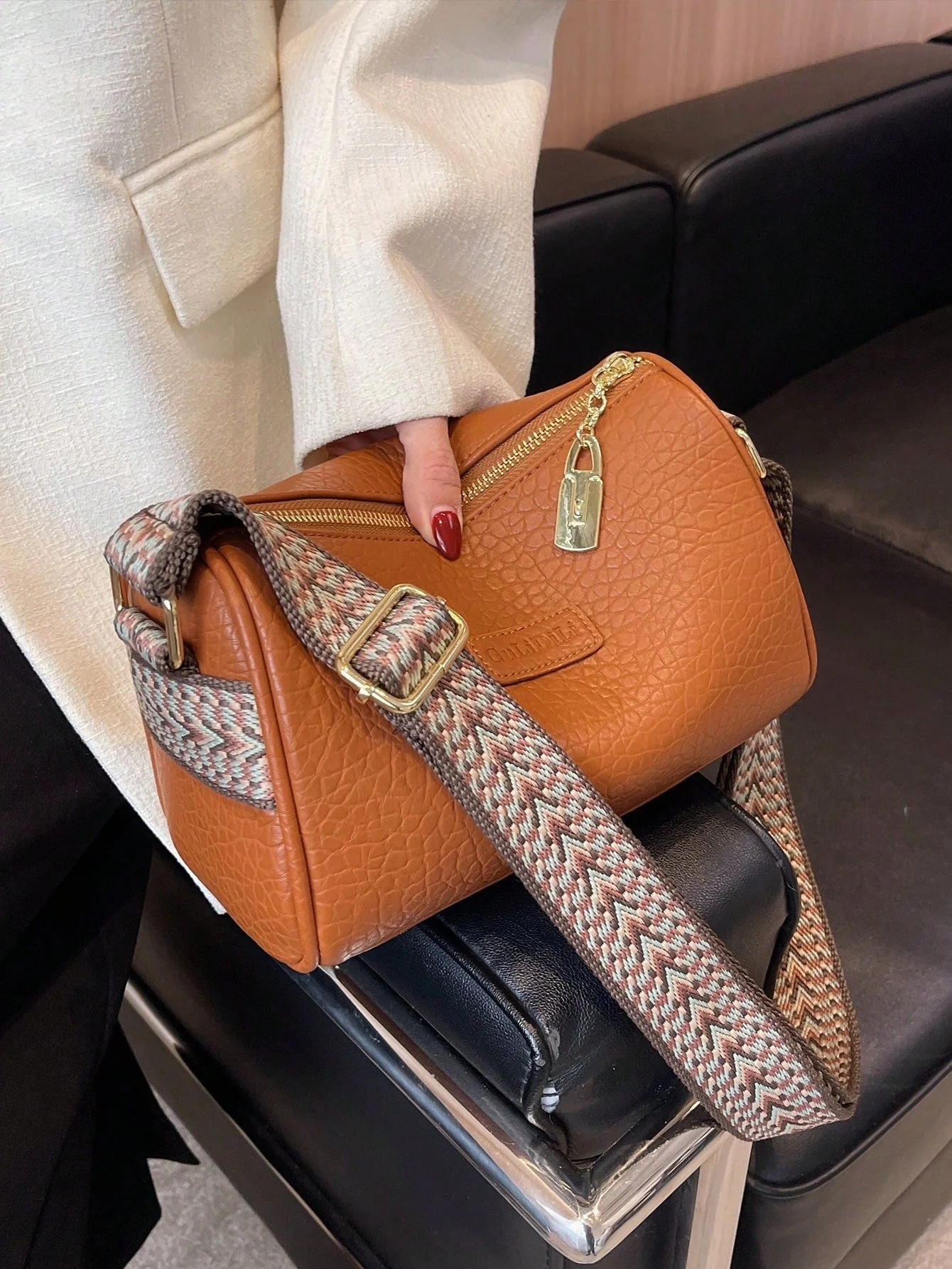 Letter Patch Decor Hobo Bag - Image 13