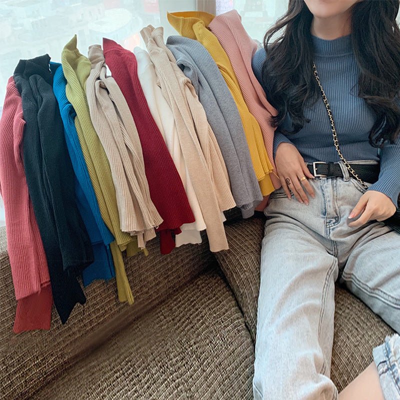 Long Sleeve Korean Style Half Turtleneck Pullover - Image 22