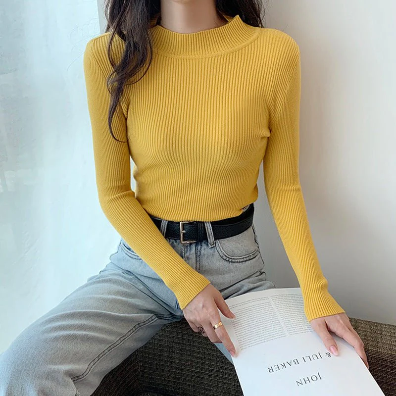 Long Sleeve Korean Style Half Turtleneck Pullover FD - Image 6