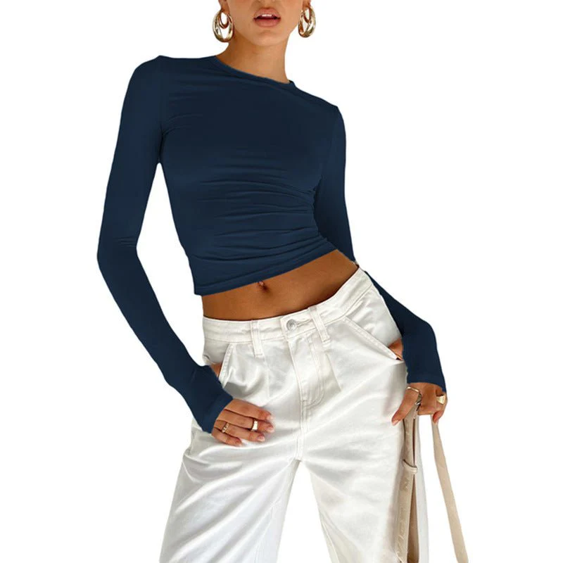 Long Sleeve T-shirt Solid Color Versatile Slim Thin Small Fashion Bottoming Shirt - Image 2