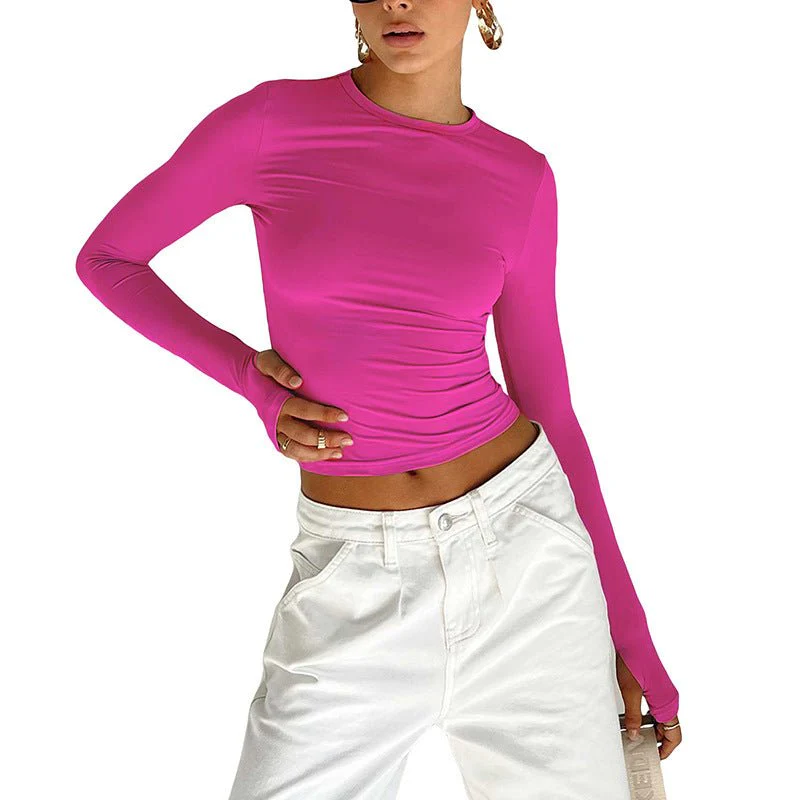 Long Sleeve T-shirt Solid Color Versatile Slim Thin Small Fashion Bottoming Shirt - Image 7