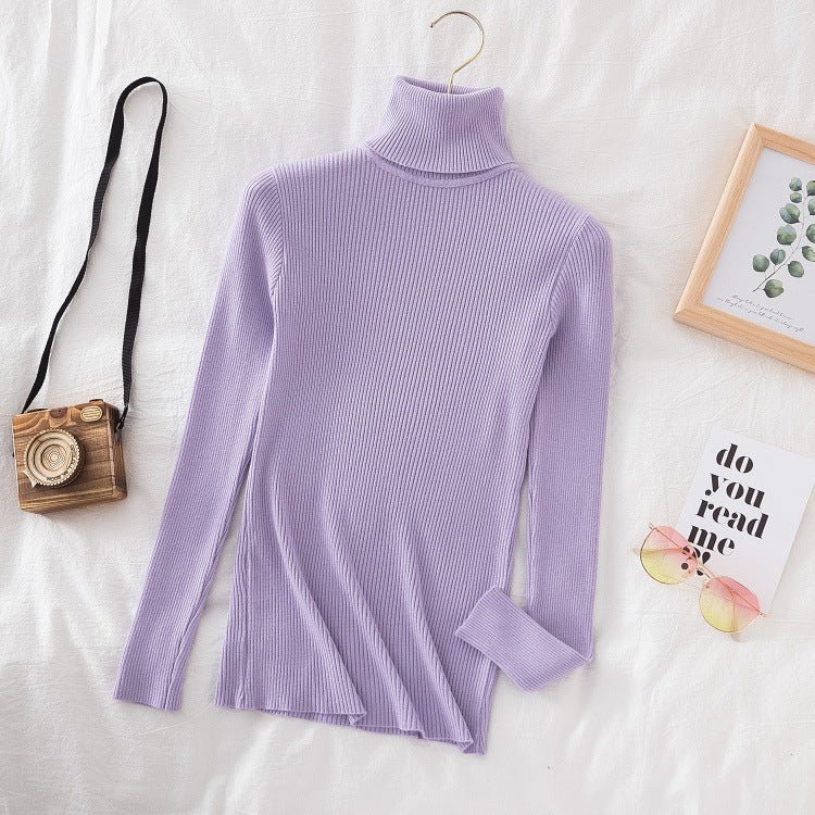 Long-sleeved turtleneck hi-neck solid color Korean style pullover sweater (24 colors)