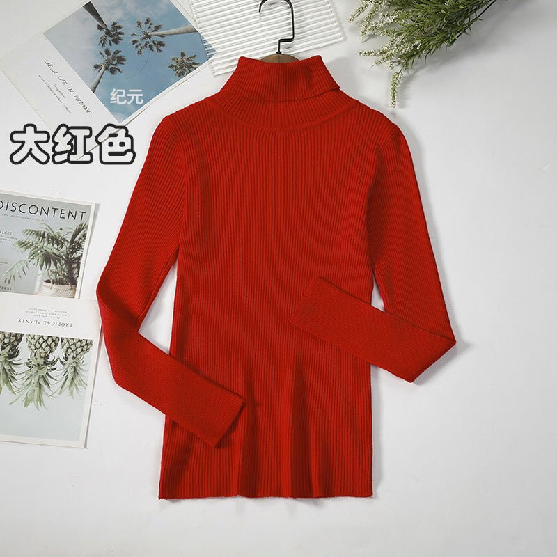 Long-sleeved turtleneck hi-neck solid color Korean style pullover sweater (24 colors) - Image 10