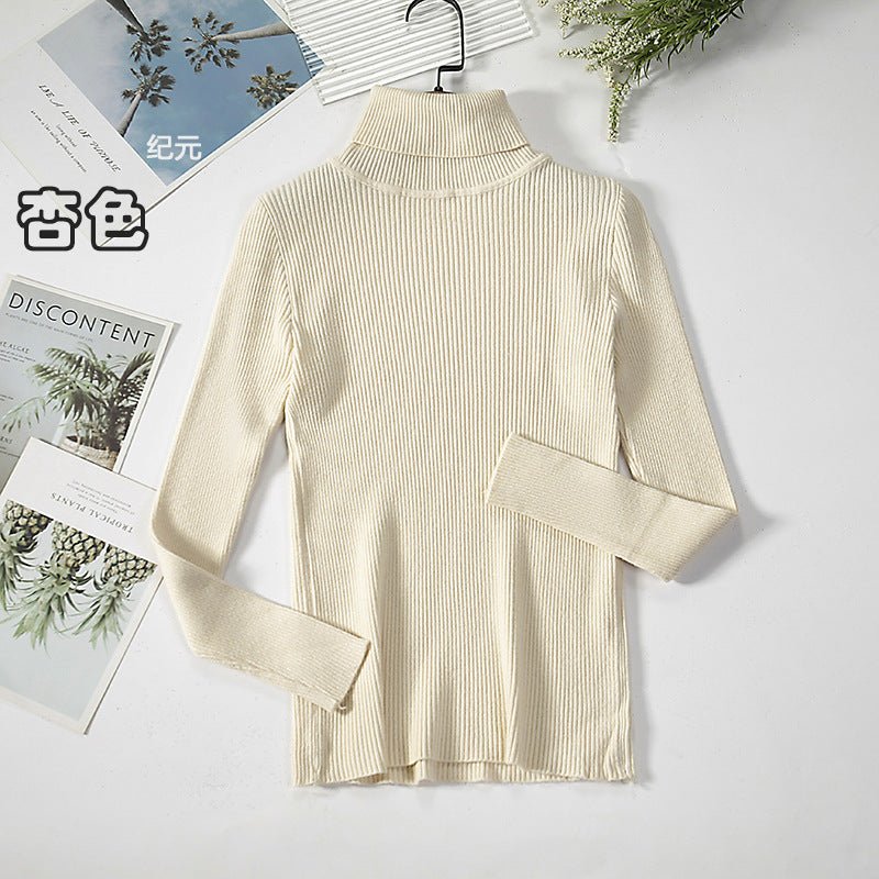Long-sleeved turtleneck hi-neck solid color Korean style pullover sweater (24 colors) - Image 16