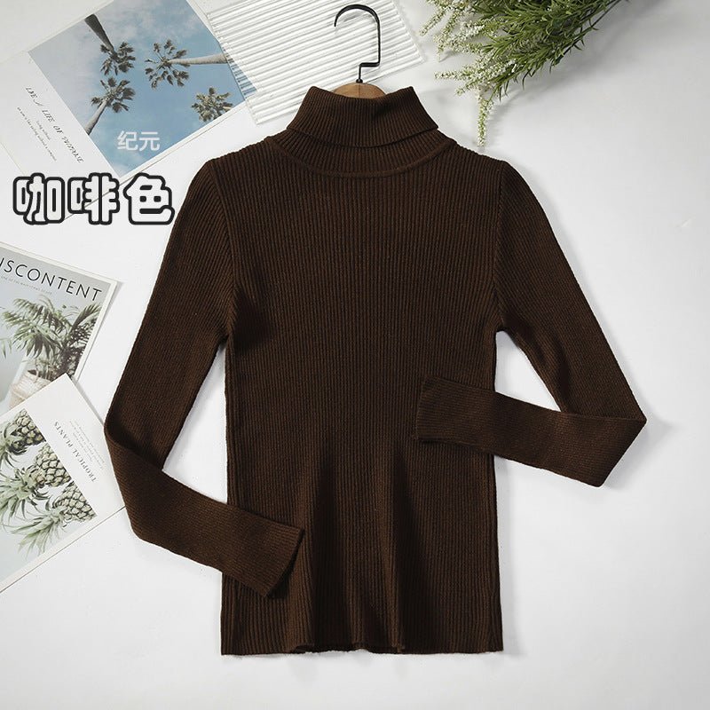 Long-sleeved turtleneck hi-neck solid color Korean style pullover sweater (24 colors) - Image 18