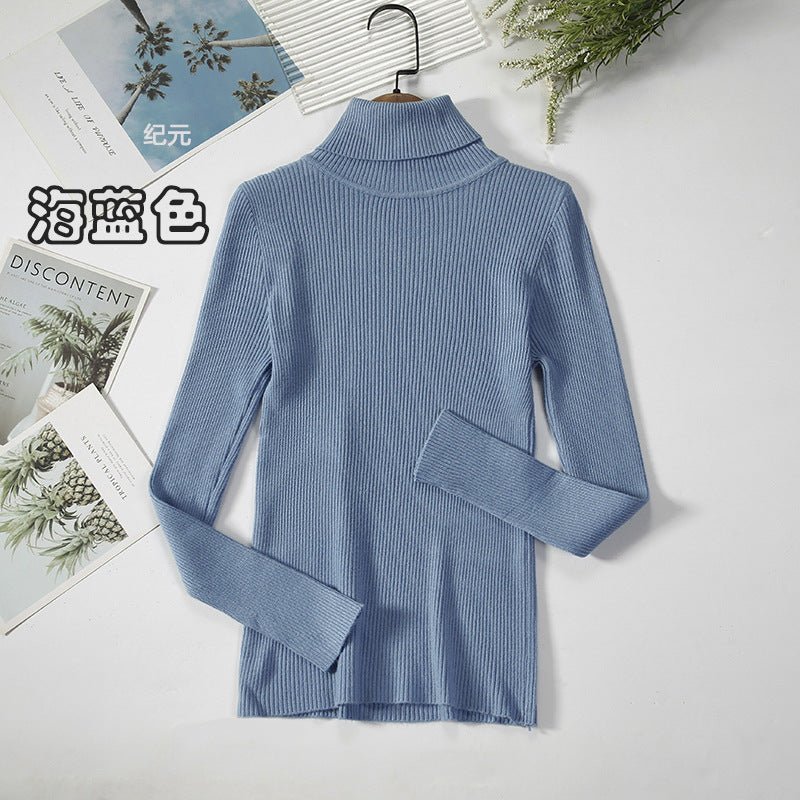 Long-sleeved turtleneck hi-neck solid color Korean style pullover sweater (24 colors) - Image 20