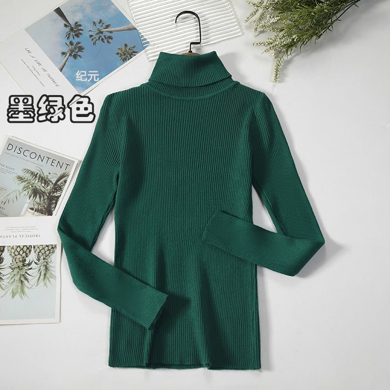 Long-sleeved turtleneck hi-neck solid color Korean style pullover sweater (24 colors) - Image 25