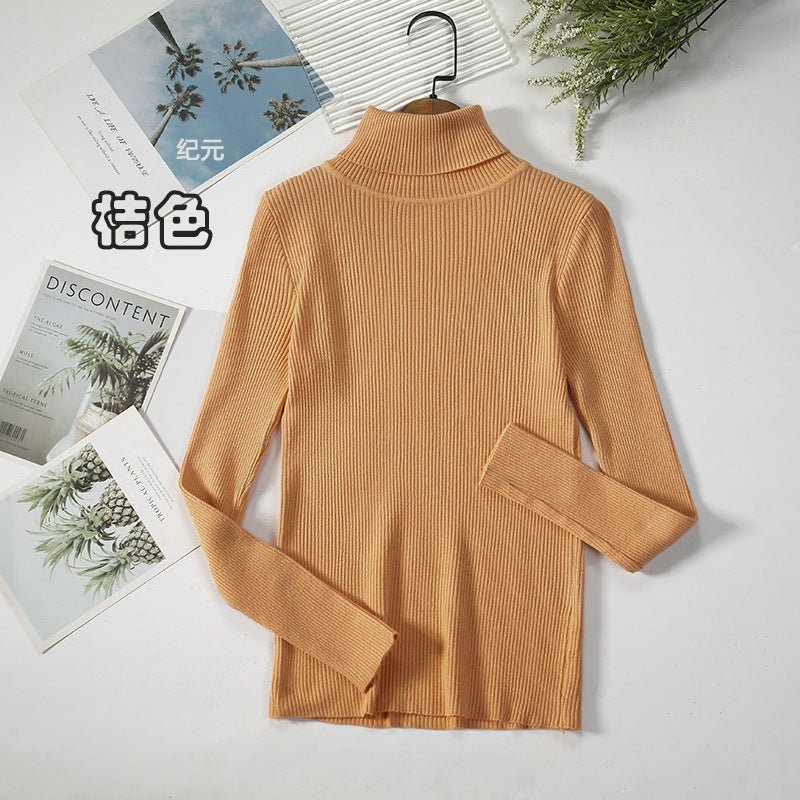 Long-sleeved turtleneck hi-neck solid color Korean style pullover sweater (24 colors) - Image 26