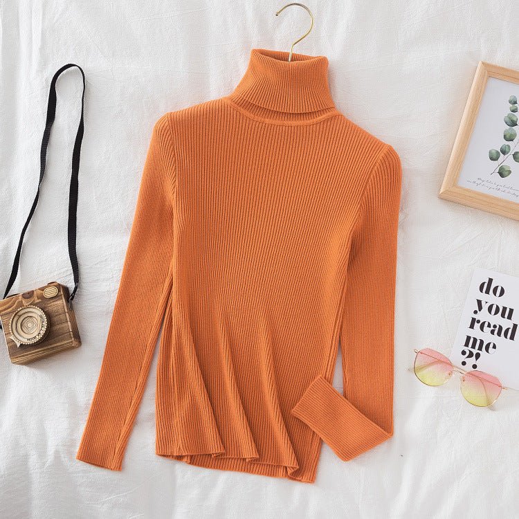 Long-sleeved turtleneck hi-neck solid color Korean style pullover sweater (24 colors) - Image 4