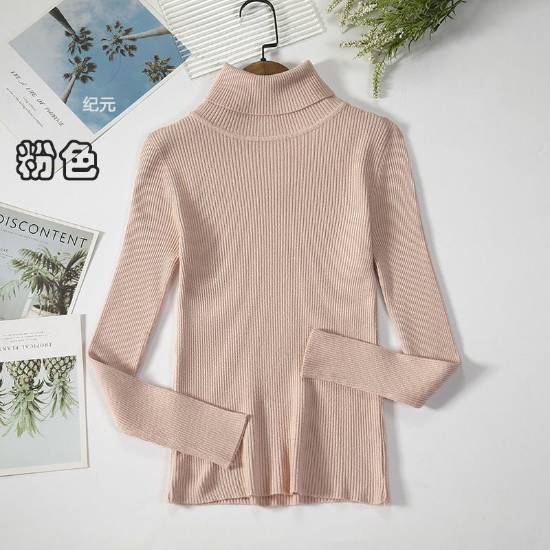 Long-sleeved turtleneck hi-neck solid color Korean style pullover sweater (24 colors) - Image 8