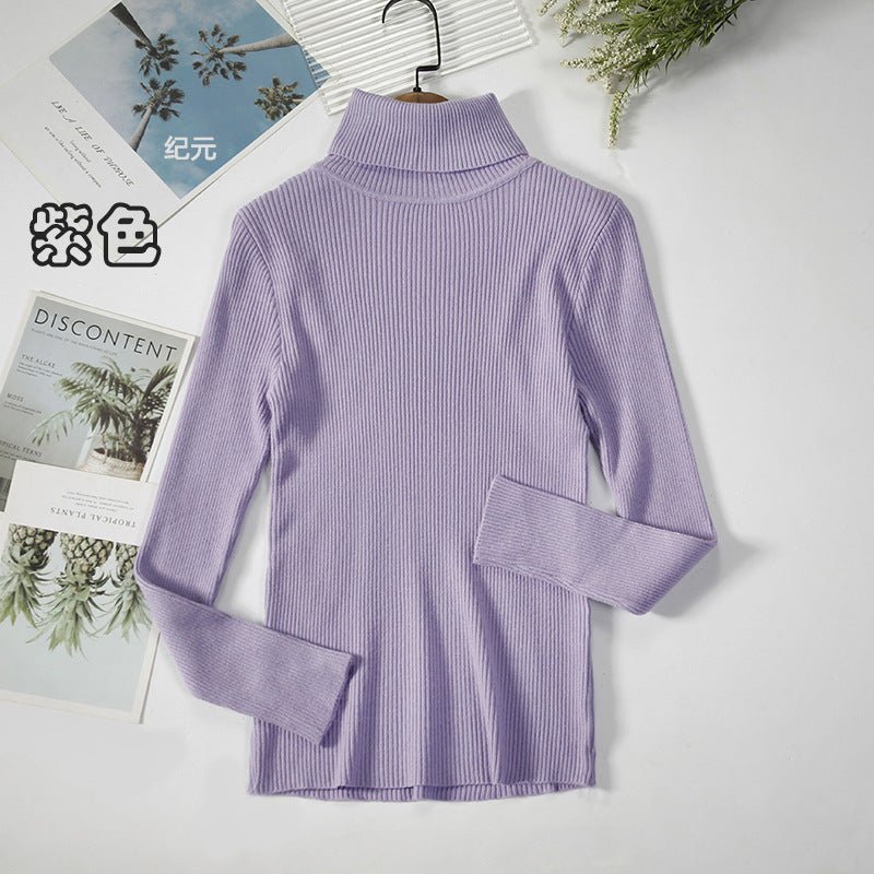 Long-sleeved turtleneck hi-neck solid color Korean style pullover sweater FD - Image 11