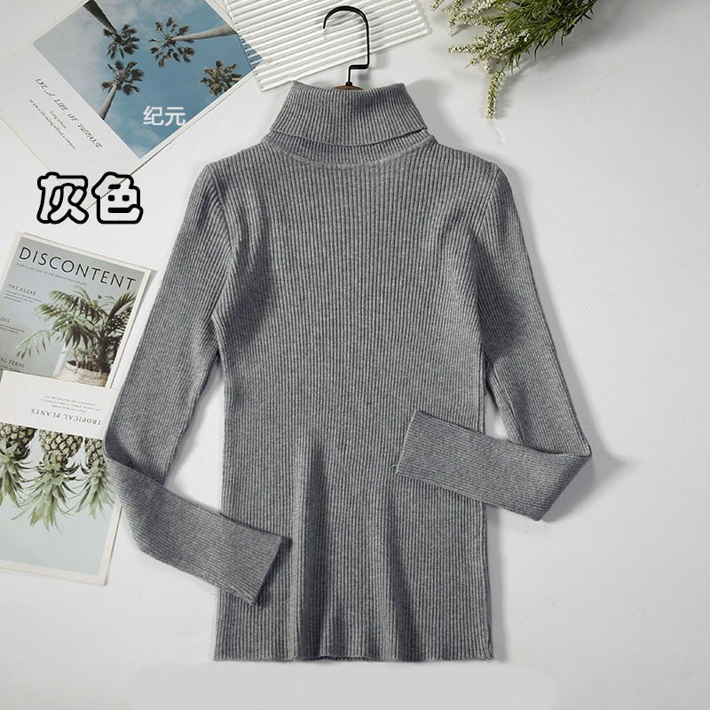 Long-sleeved turtleneck hi-neck solid color Korean style pullover sweater FD - Image 12