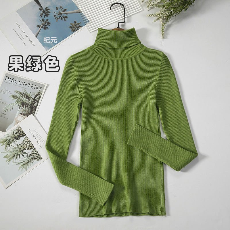 Long-sleeved turtleneck hi-neck solid color Korean style pullover sweater FD - Image 13
