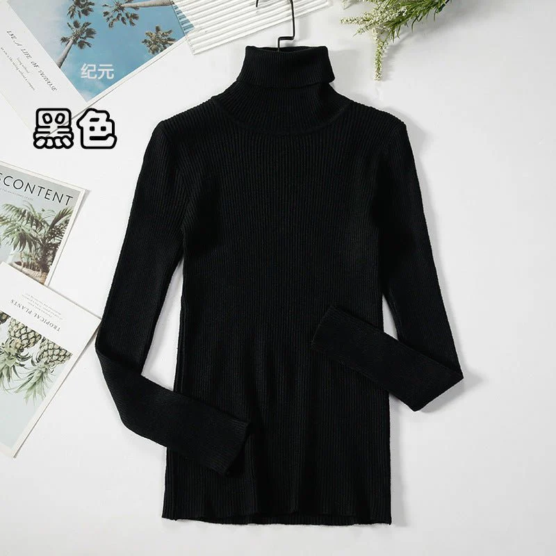 Long-sleeved turtleneck hi-neck solid color Korean style pullover sweater FD - Image 14