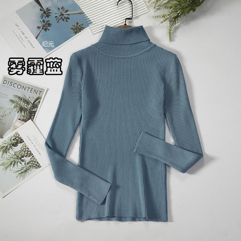 Long-sleeved turtleneck hi-neck solid color Korean style pullover sweater FD - Image 21