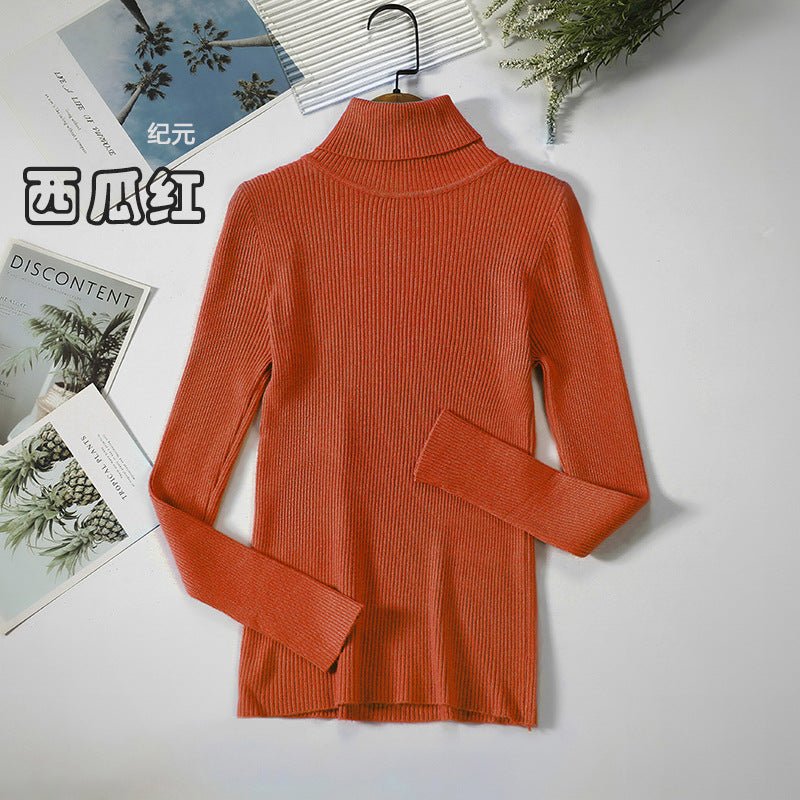 Long-sleeved turtleneck hi-neck solid color Korean style pullover sweater FD - Image 27