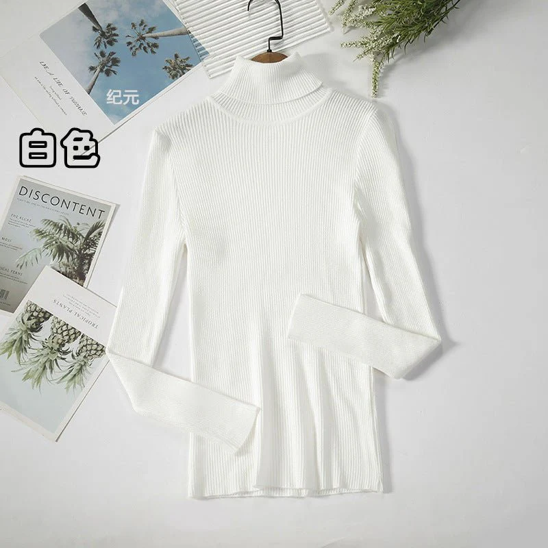 Long-sleeved turtleneck hi-neck solid color Korean style pullover sweater FD - Image 6