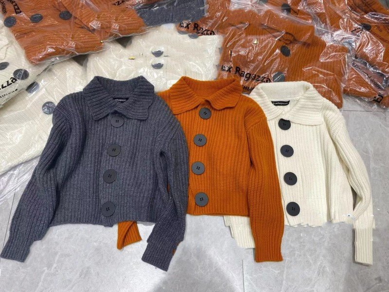 Loose Korean style large button lapel knitted cardigan - Image 13