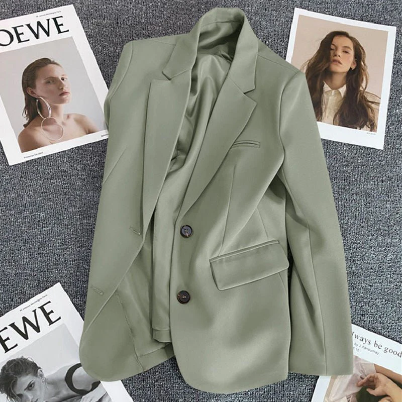 Loose Straight Blazer For Women with Black Buttons - Image 10