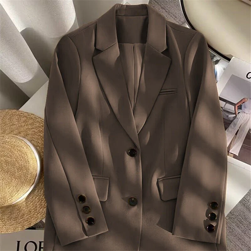 Loose Straight Blazer For Women with Black Buttons - Image 11