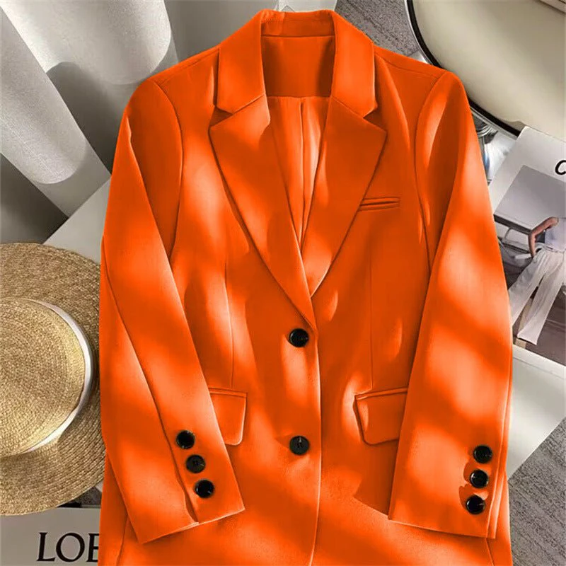Loose Straight Blazer For Women with Black Buttons - Image 14