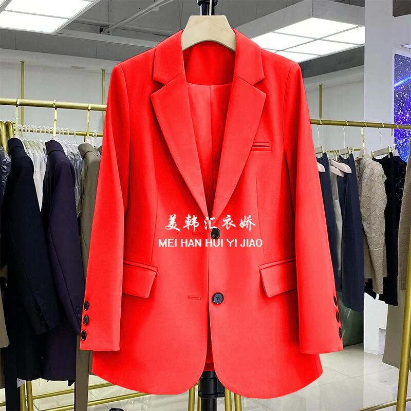 Loose Straight Blazer For Women with Black Buttons - Image 16