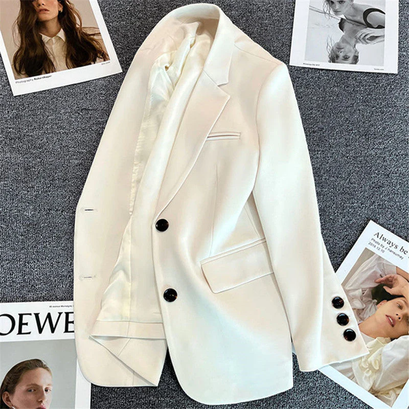 Loose Straight Blazer For Women with Black Buttons - Image 21